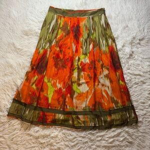 Talbots Floral Skirt Size 6 Cotton Silk Blend Orange
